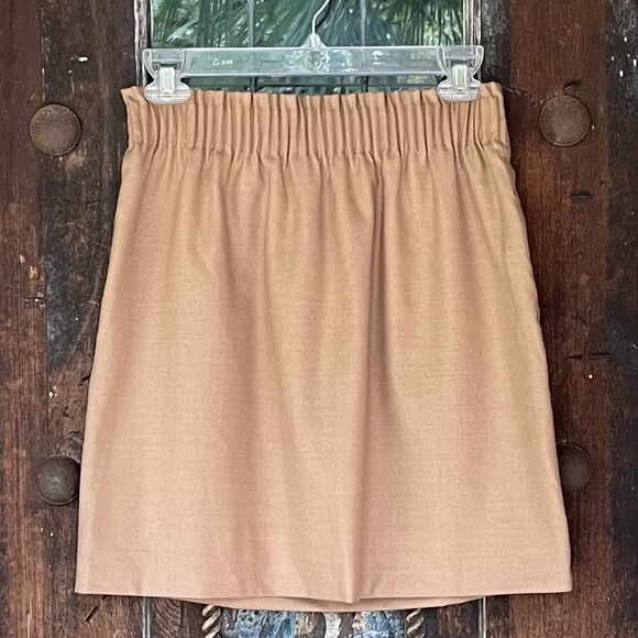 new! J. Crew | Pull-on Tan Wool Blend “Sidewalk” Wool Skirt w/pockets - Picture 2 of 11